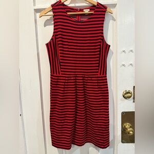 J. Crew Red and Black Striped Dress